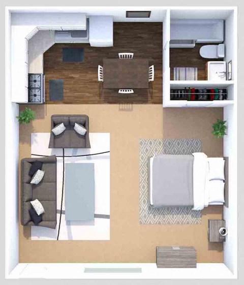 Floor plan for studio, 1 bath, 450 sqft